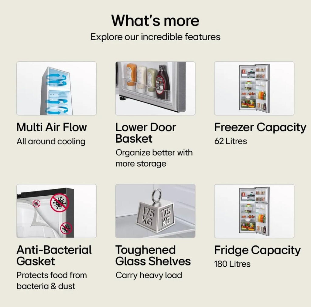 LG 242 L 2 Star Frost-Free Smart Inverter Double-Door Refrigerator (Model GL-N292BDSY)