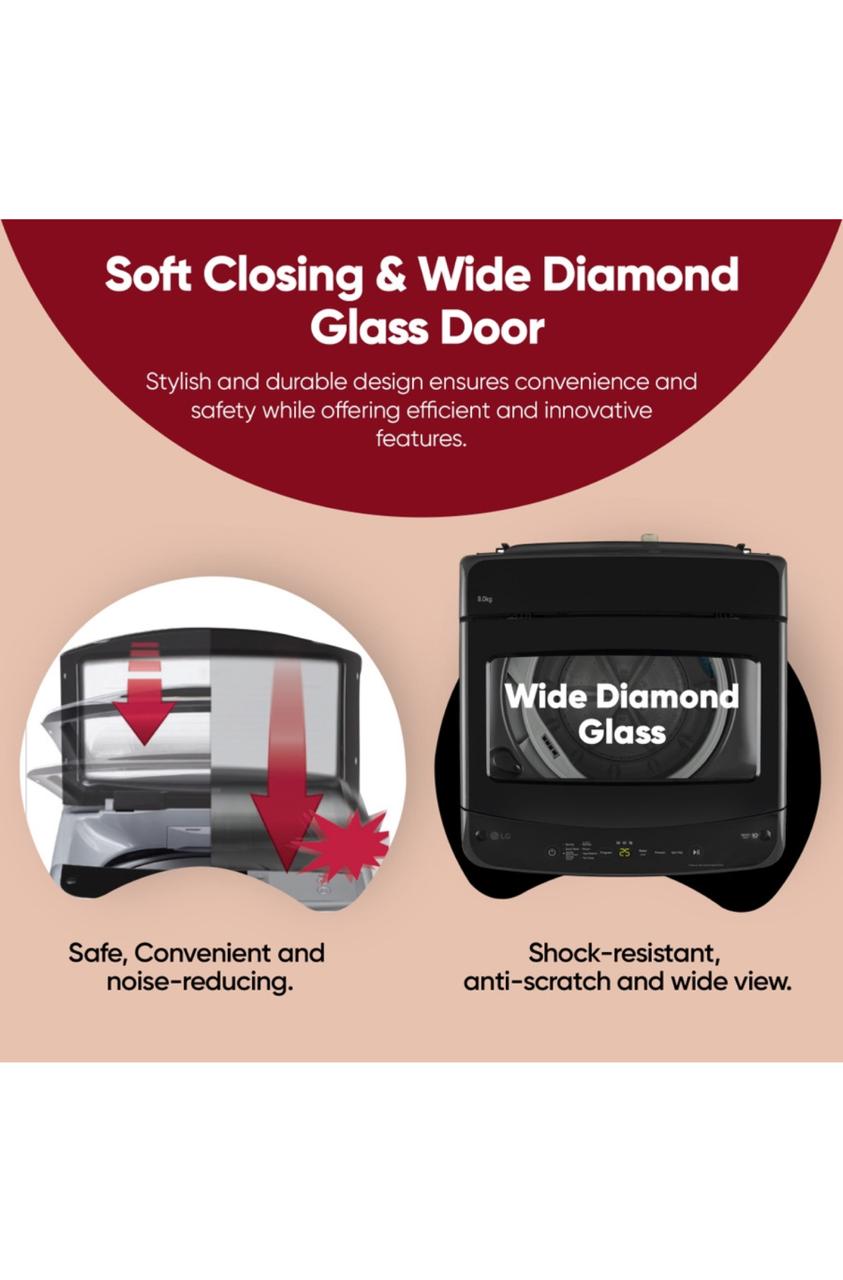 LG 8 KG Fully Automatic Top Load Washing Machine T80VBMB1Z — a smart, energy-efficient fully automatic top-load washer from LG