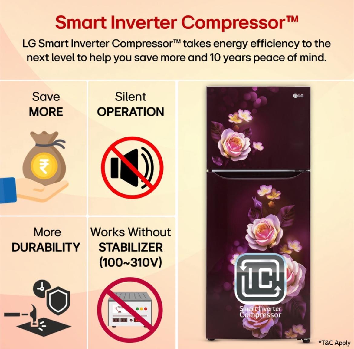 LG 242 L 2 Star Frost-Free Smart Inverter Double-Door Refrigerator (Model GL-N292DSBY)