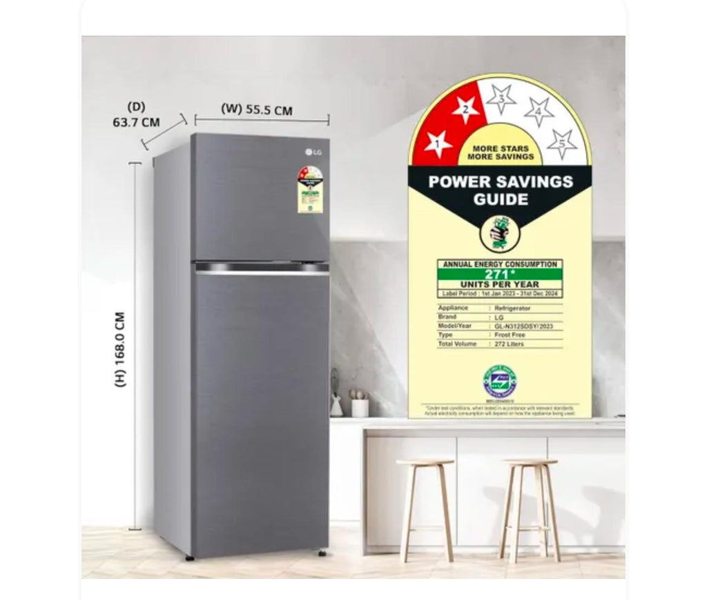 LG 272 L 2 Star Frost-Free Smart Inverter Double-Door Refrigerator (Model GL-N312SDSY)