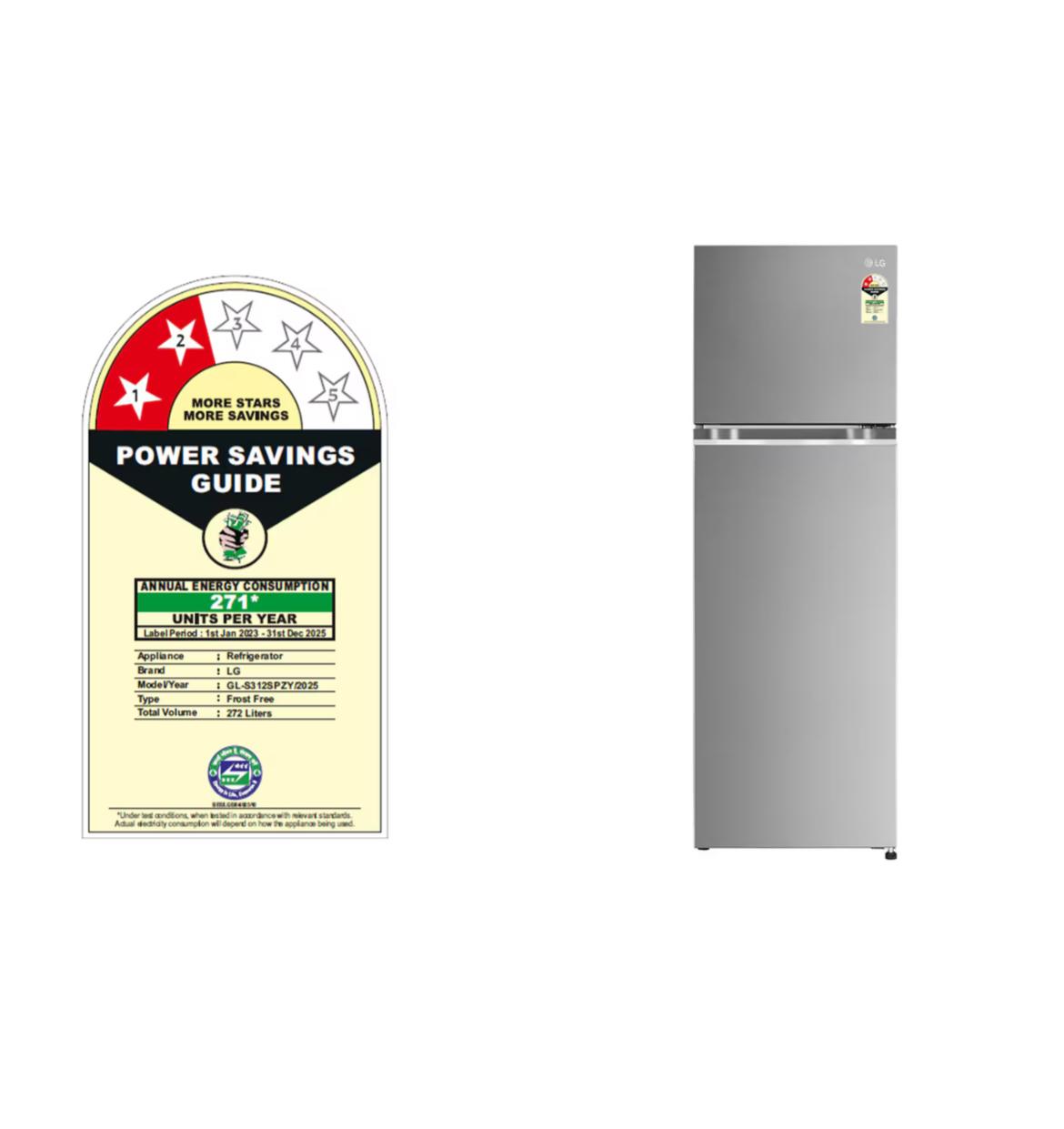 LG 272 L 2 Star Frost-Free Smart Inverter Double Door Refrigerator (Model GL-S312SDSY)