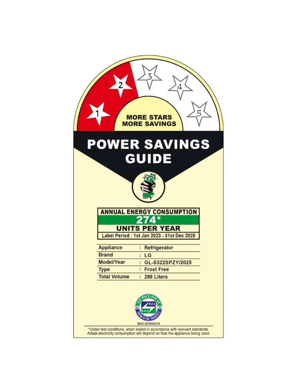 LG 288 L 2 Star Frost-Free Smart Inverter Double Door Refrigerator (Model GL-S322SPZY)