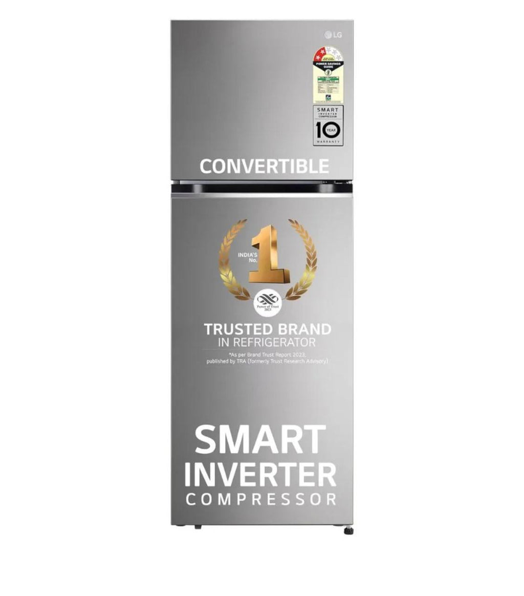 LG 322 L 2 Star Frost‑Free Double Door Refrigerator, Shiny Steel GL‑S342SPZY