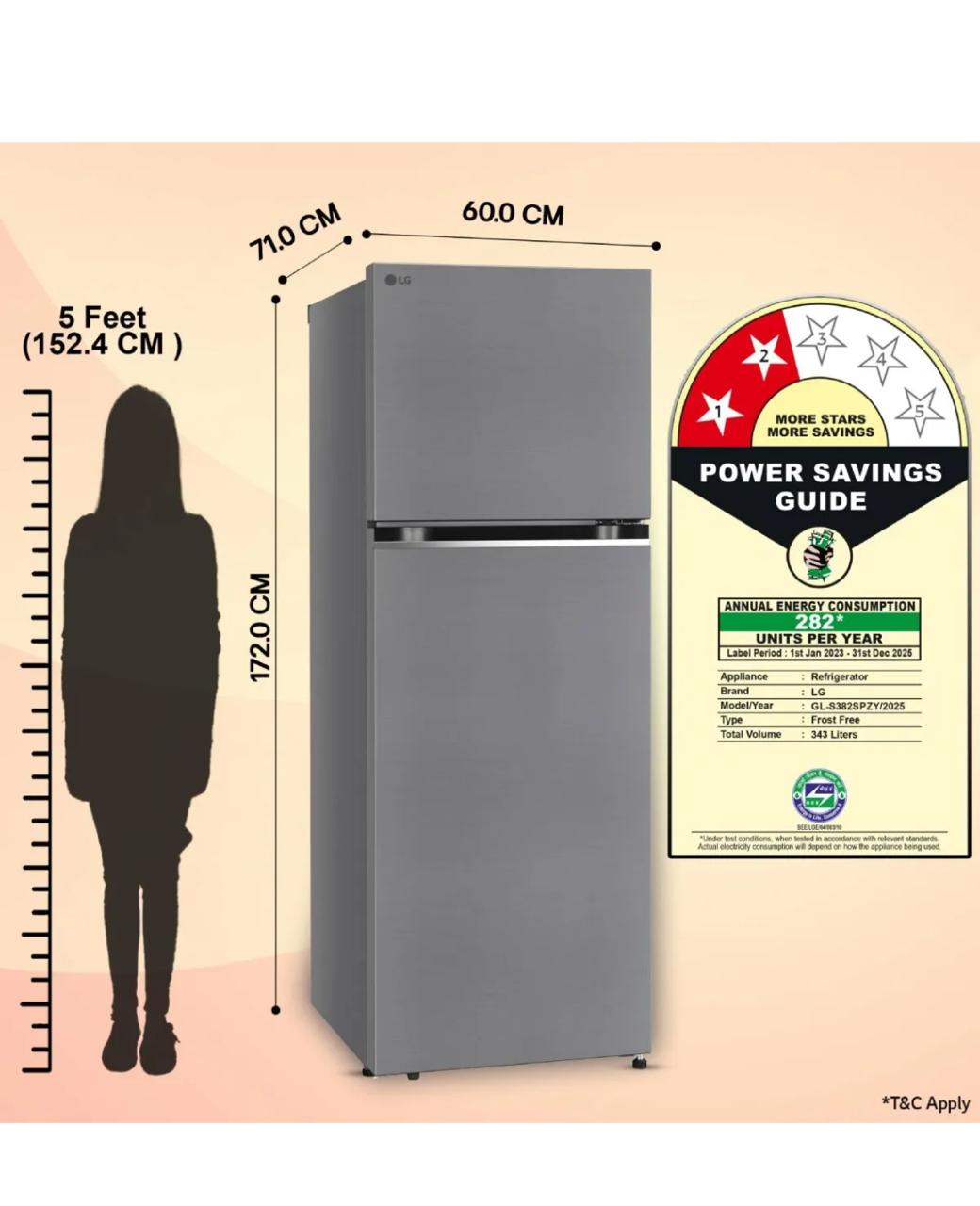 LG GL‑S382SPZY – 343 L Frost-Free Smart Inverter Convertible Refrigerator