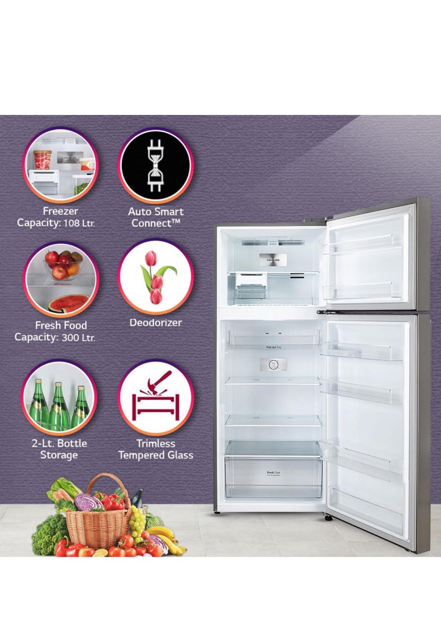 LG 380 L 2 Star Frost‑Free Smart Inverter Double Door Refrigerator (GL‑S412SPZY)